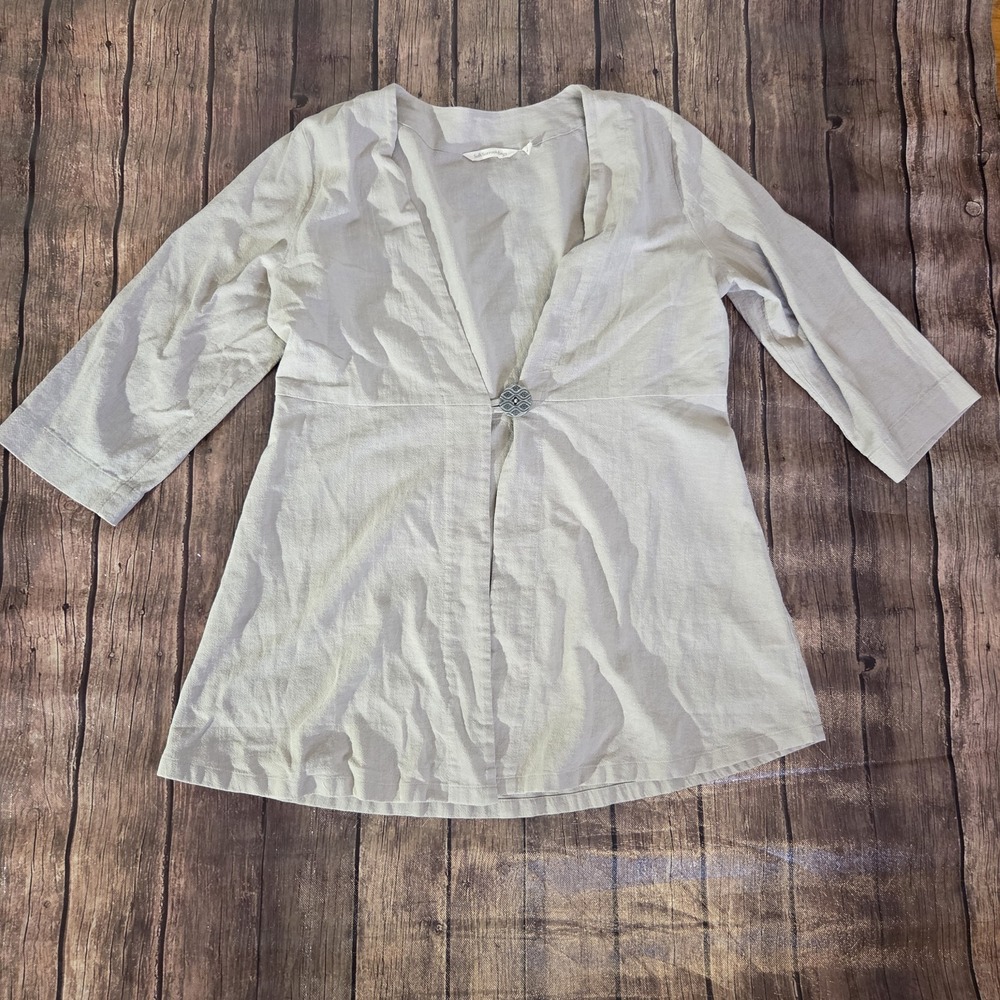 Soft Surroundings Cardigan Womens M Light Peach Open Front Long Sleeve